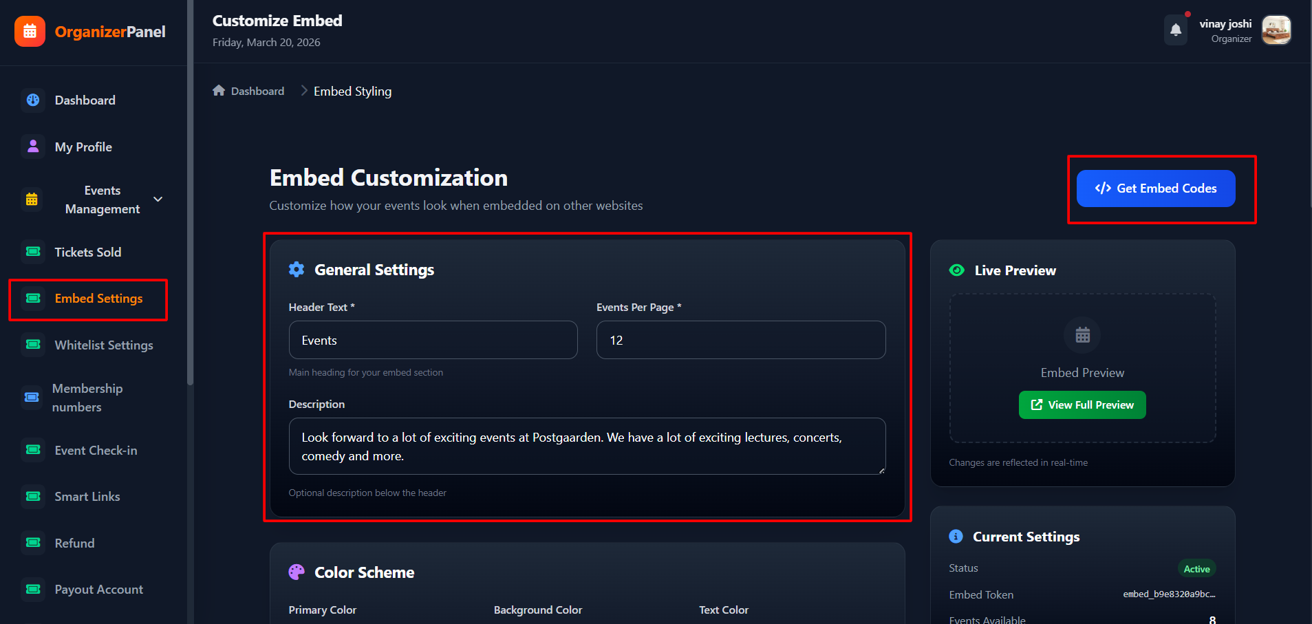 Step 1: Go to Embed Settings