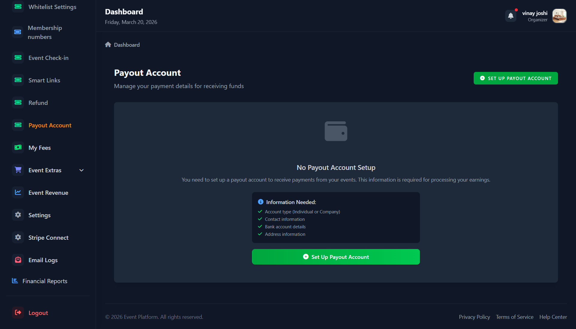 Step 1: Go to Payout Account